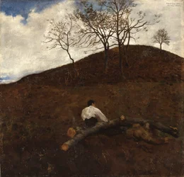Landschaft im Frühling mit dem Blumenhügel